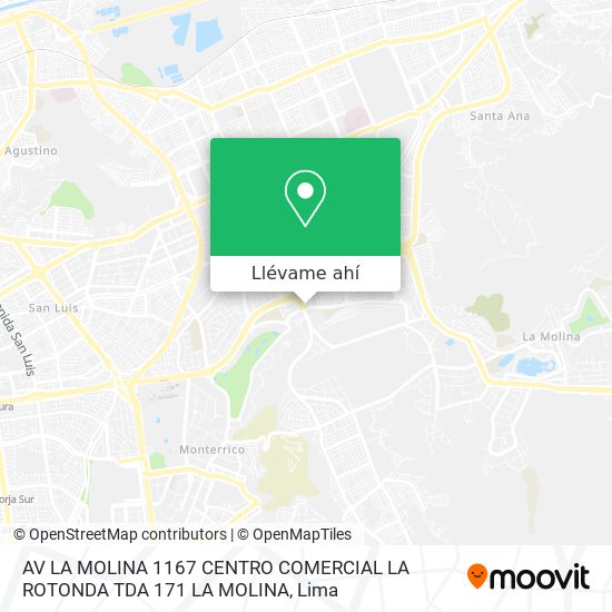 Mapa de AV LA MOLINA 1167 CENTRO COMERCIAL LA ROTONDA TDA  171 LA MOLINA