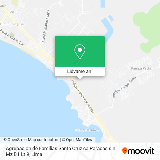 Mapa de Agrupación de Familias Santa Cruz ca  Paracas s n Mz  B1 Lt  9