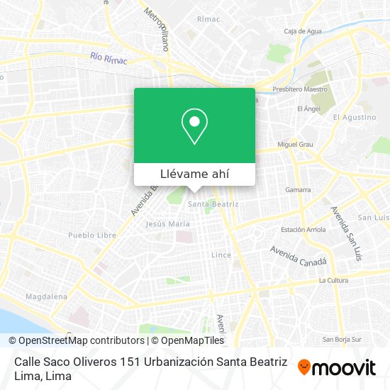 Mapa de Calle Saco Oliveros 151  Urbanización Santa Beatriz  Lima