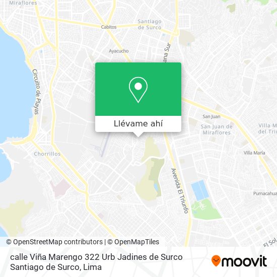 Mapa de calle Viña Marengo 322 Urb  Jadines de Surco  Santiago de Surco