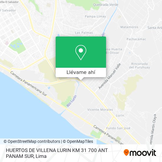 Mapa de HUERTOS DE VILLENA LURIN  KM  31 700 ANT PANAM SUR