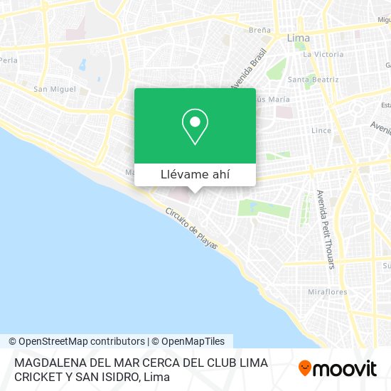 Mapa de MAGDALENA DEL MAR CERCA DEL CLUB LIMA CRICKET Y SAN ISIDRO
