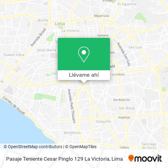 Mapa de Pasaje Teniente Cesar Pinglo  129  La Victoria