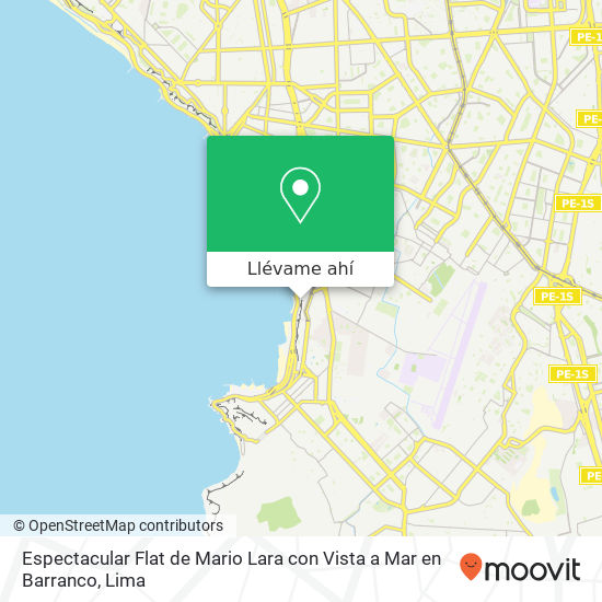 Mapa de Espectacular Flat de Mario Lara con Vista a Mar en Barranco