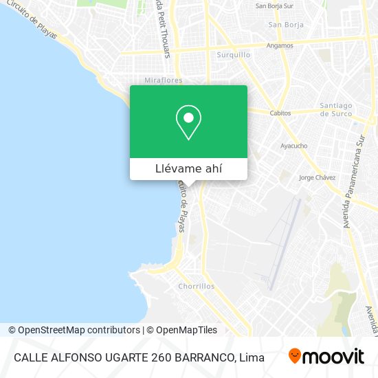 Mapa de CALLE ALFONSO UGARTE  260  BARRANCO