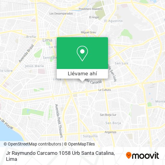 Mapa de Jr  Raymundo Carcamo 1058 Urb  Santa Catalina