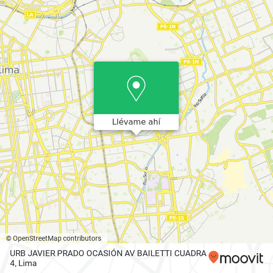 Mapa de URB  JAVIER PRADO  OCASIÓN  AV  BAILETTI CUADRA 4