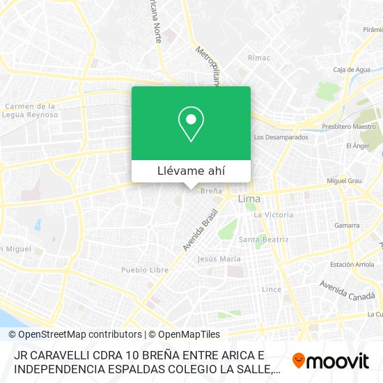 Mapa de JR  CARAVELLI CDRA 10 BREÑA  ENTRE ARICA E INDEPENDENCIA ESPALDAS COLEGIO LA SALLE