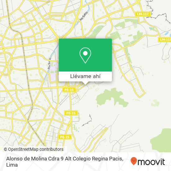 Mapa de Alonso de Molina Cdra  9   Alt  Colegio Regina Pacis