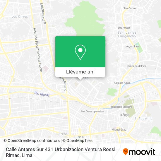 Mapa de Calle Antares Sur 431  Urbanizacion Ventura Rossi  Rimac