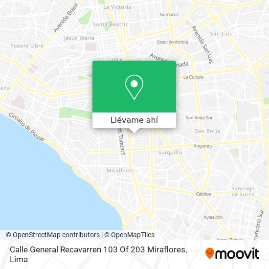 Mapa de Calle General Recavarren 103  Of  203  Miraflores