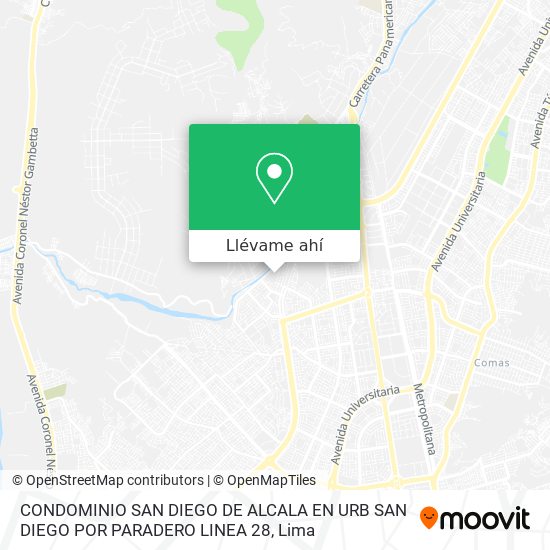 Mapa de CONDOMINIO SAN DIEGO DE ALCALA EN URB  SAN DIEGO  POR PARADERO LINEA 28