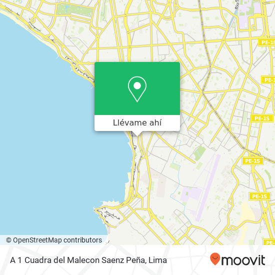 Mapa de A 1 Cuadra del Malecon Saenz Peña