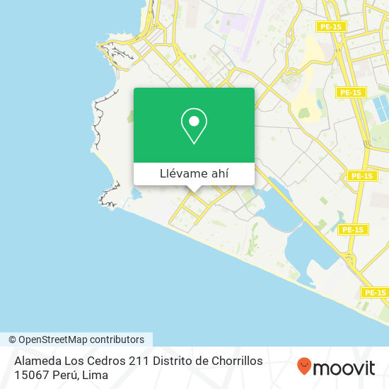 Mapa de Alameda Los Cedros 211  Distrito de Chorrillos 15067  Perú