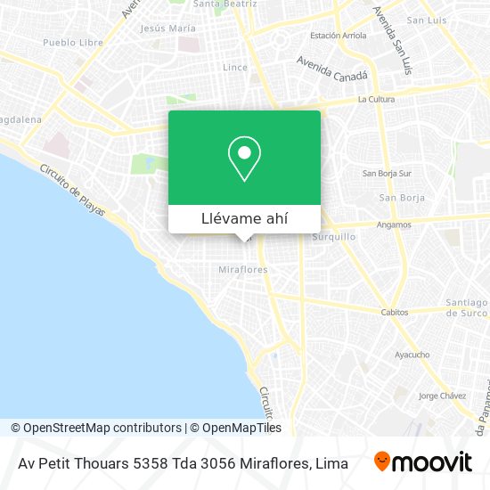 Mapa de Av  Petit Thouars 5358  Tda  3056  Miraflores