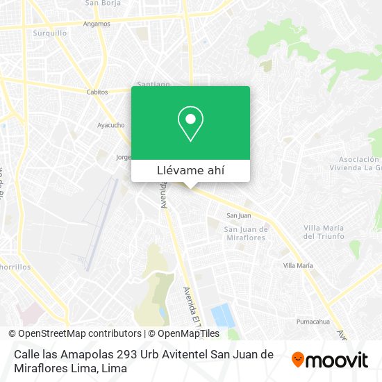 Mapa de Calle las Amapolas 293    Urb  Avitentel  San Juan de Miraflores  Lima