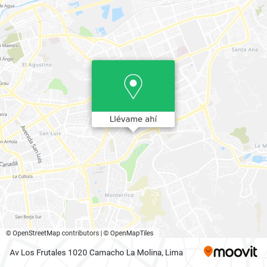 Mapa de Av Los Frutales 1020 Camacho La Molina