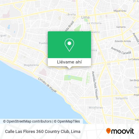 Mapa de Calle Las Flores 360   Country Club