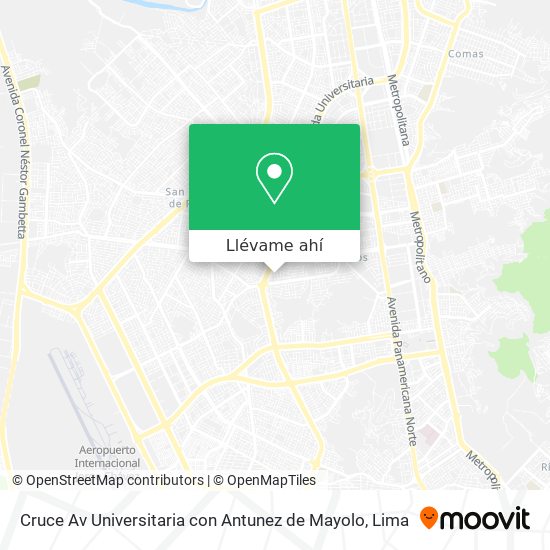 Mapa de Cruce Av  Universitaria con Antunez de Mayolo