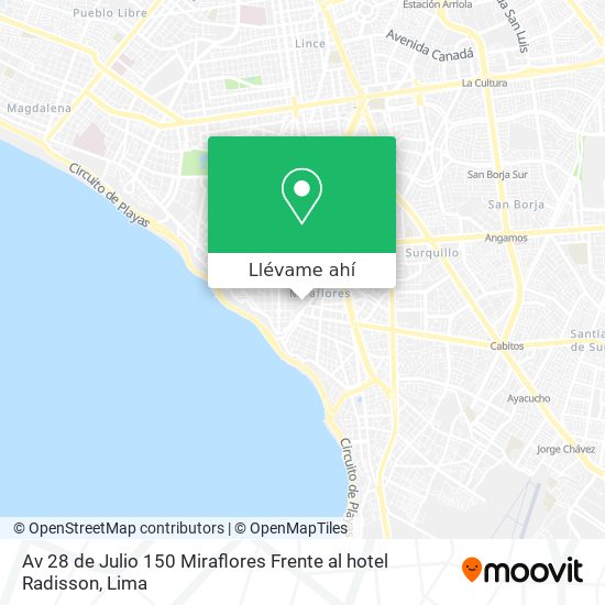 Mapa de Av  28 de Julio  150 Miraflores  Frente al hotel Radisson