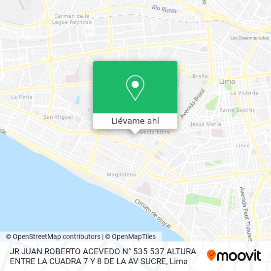 Mapa de JR  JUAN ROBERTO ACEVEDO N° 535 537   ALTURA  ENTRE LA CUADRA 7 Y 8 DE LA AV  SUCRE