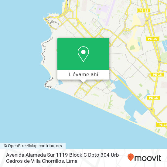 Mapa de Avenida Alameda Sur 1119 Block C Dpto 304 Urb  Cedros de Villa Chorrillos