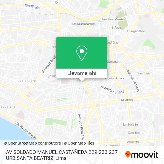 Mapa de AV  SOLDADO MANUEL CASTAÑEDA 229 233 237 URB  SANTA BEATRIZ