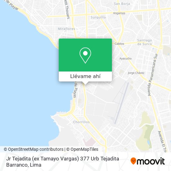 Mapa de Jr  Tejadita (ex Tamayo Vargas)   377  Urb  Tejadita  Barranco
