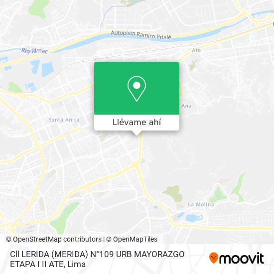 Mapa de Cll  LERIDA (MERIDA) N°109  URB  MAYORAZGO ETAPA I II  ATE