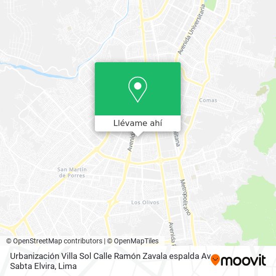 Mapa de Urbanización Villa Sol Calle Ramón Zavala   espalda Av  Sabta Elvira