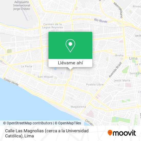 Mapa de Calle Las Magnolias (cerca a la Universidad Católica)
