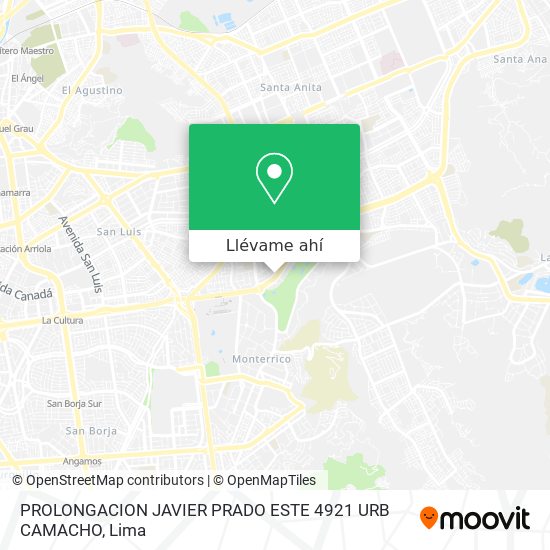 Mapa de PROLONGACION JAVIER PRADO ESTE 4921 URB CAMACHO