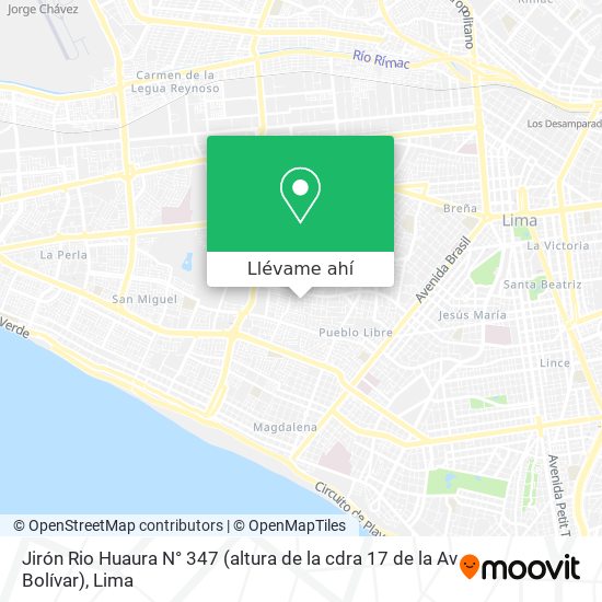 Mapa de Jirón Rio Huaura N° 347 (altura de la cdra  17 de la Av  Bolívar)