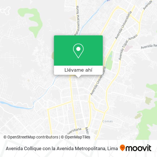 Mapa de Avenida Collique con la Avenida Metropolitana