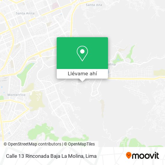 Mapa de Calle 13  Rinconada Baja  La Molina