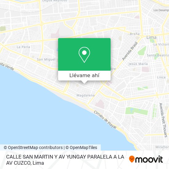 Mapa de CALLE SAN MARTIN Y AV YUNGAY PARALELA A LA AV CUZCO