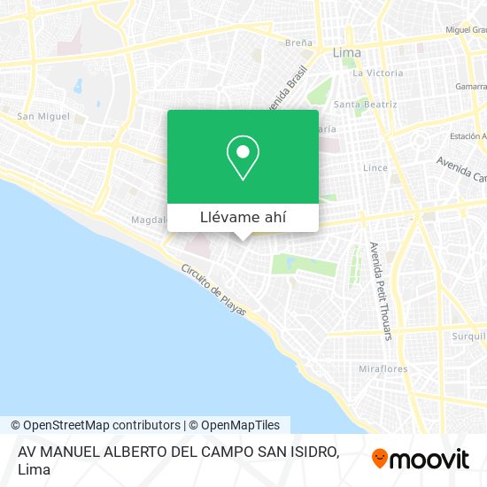 Mapa de AV  MANUEL ALBERTO DEL CAMPO SAN ISIDRO