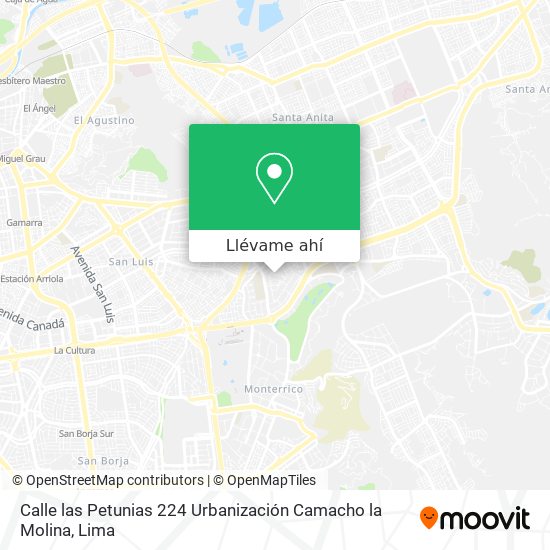 Mapa de Calle las Petunias 224  Urbanización Camacho  la Molina