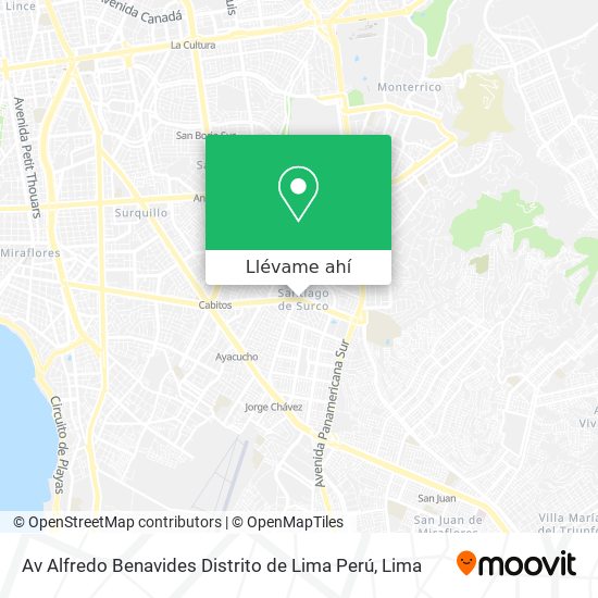Mapa de Av  Alfredo Benavides  Distrito de Lima  Perú