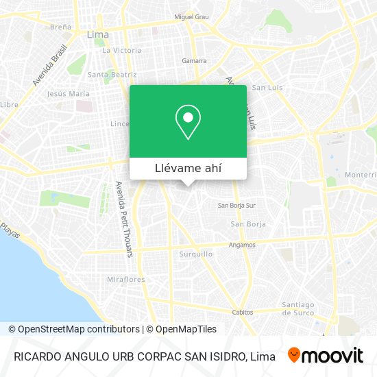 Mapa de RICARDO ANGULO  URB  CORPAC  SAN ISIDRO