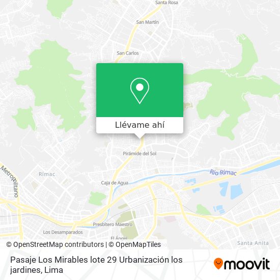 Mapa de Pasaje Los Mirables lote 29 Urbanización los jardines