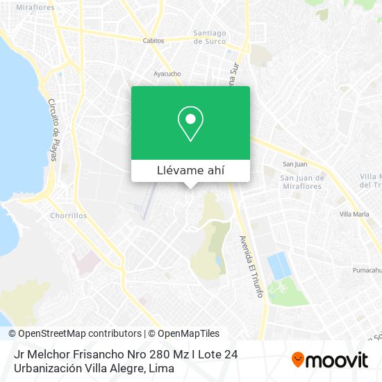 Mapa de Jr  Melchor Frisancho Nro  280 Mz I Lote 24 Urbanización Villa Alegre