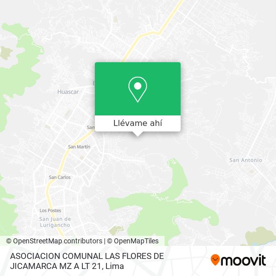 Mapa de ASOCIACION COMUNAL LAS FLORES DE JICAMARCA  MZ A LT 21