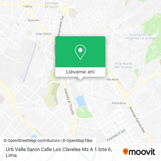 Mapa de Urb  Valle Saron  Calle Los Claveles Mz  A 1 lote 6