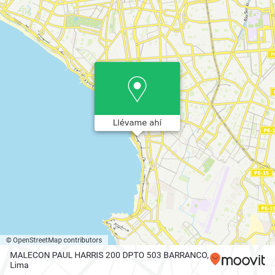 Mapa de MALECON PAUL HARRIS  200  DPTO  503 BARRANCO