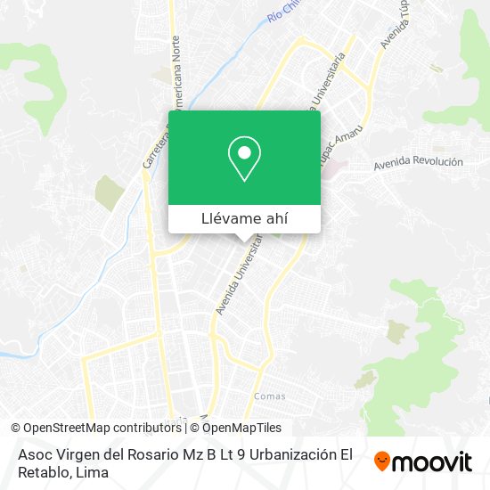 Mapa de Asoc  Virgen del Rosario Mz B Lt 9   Urbanización El Retablo