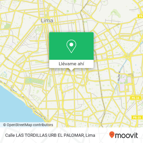 Mapa de Calle LAS TORDILLAS  URB EL PALOMAR