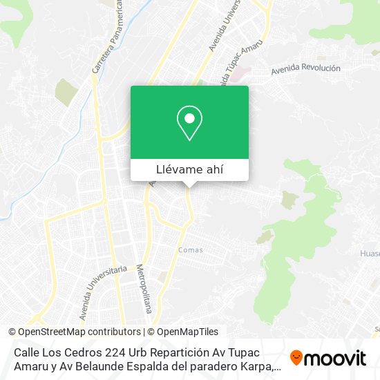 Mapa de Calle Los Cedros 224  Urb Repartición   Av  Tupac Amaru y Av  Belaunde  Espalda del paradero Karpa