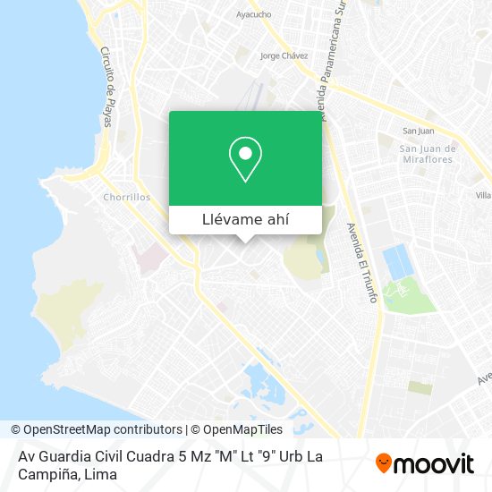 Mapa de Av  Guardia Civil Cuadra 5 Mz "M" Lt "9"  Urb  La Campiña