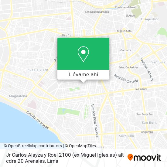 Mapa de Jr  Carlos Alayza y Roel 2100 (ex Miguel Iglesias)  alt  cdra  20 Arenales